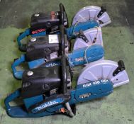 3x Makita DPC 6430 12 inch portable circular saws - NO CUTTING DISC