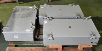 3x Red Spot fuse board/electrical box enclosures - W 460 x D 210 x H 750mm - 24kg