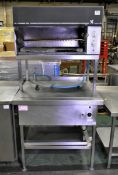 Falcon Steakhouse Grill stainless steel salamander grill with heated dump station and stand