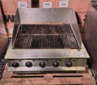 Lincat OG8402/N stainless steel counter gas chargrill - W 900 x D 800 x H 660mm - 105kg
