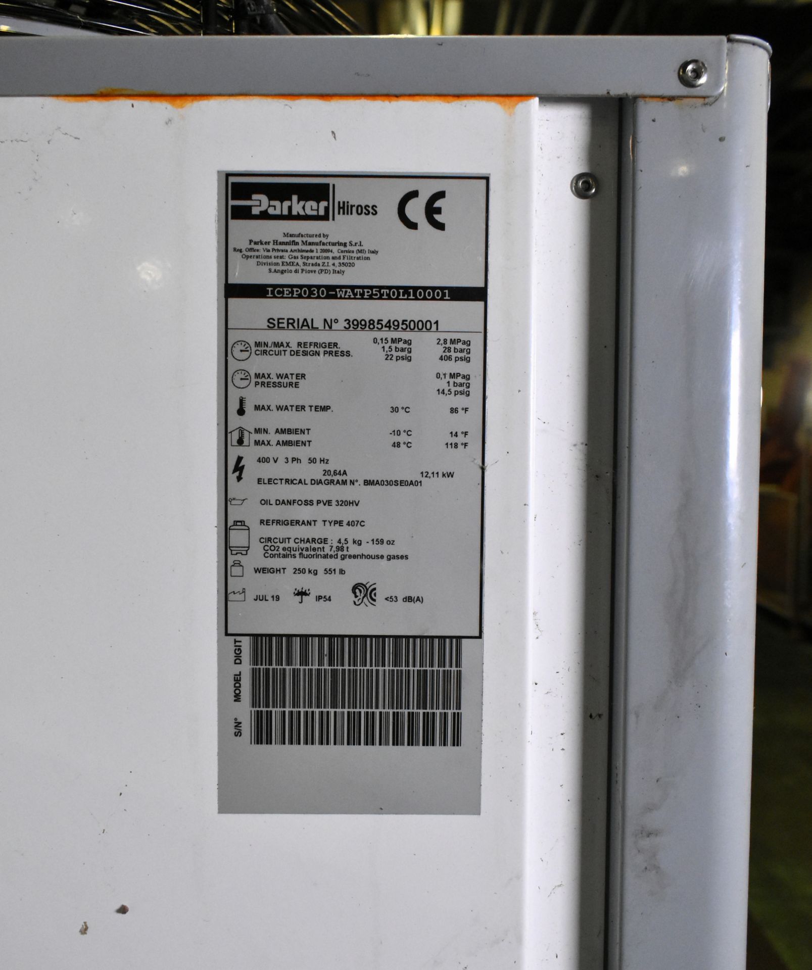 Parker Hyperchill Plus ICEP030-WATP5TL10001 industrial water chiller - full details in the desc. - Image 5 of 7