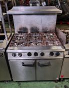 Falcon Dominator E2101EU OTE 6 burner stainless steel gas cooker with splashback and shelf