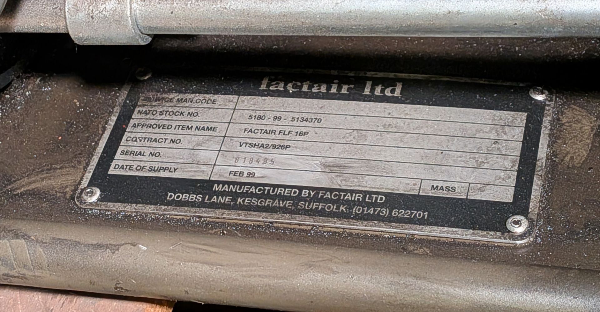 Factair FLF16P Briggs and Stratton powered air compressor - Serial no. 818435 - Image 6 of 6