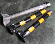 3x post bollards - 2x striped black and yellow 600mm post and 1x silver 750mm post