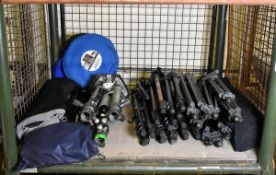 Collection of camera components - camera backdrop curtain and camera tripods