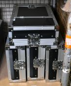 4x 8U rack flight cases - L 670 x W 420 x H 175mm