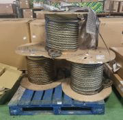 3x reels of Certex UK Ropetex 6 28mm wire rope - approx 66ft (20m)