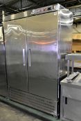 Stainless steel double door upright freezer - W 1400 x D 705 x H 2155mm