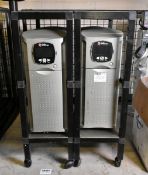 2x Riello DLD 330 UPS systems in mobile trolleys - W 460 x D 600 x H 700mm - 94kg