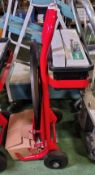 Red mobile strapping trolley - full details in description