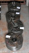 4x Kitagawa B-208 210mm 3 jaw open centre power chucks - NO JAWS