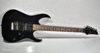 Ibanez RG Series electric guitar with metallic purple finish in World Class Cases hard storage case