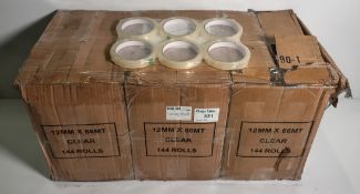 3x boxes clear polyprop tape - 12mm x 66m - 144 rolls per box