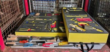 Mixed collection of workshop tools inside foam inserts - see description for full details