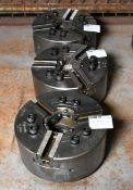 3x Kitagawa B-208 210mm 3 jaw open centre power chucks - NO JAWS