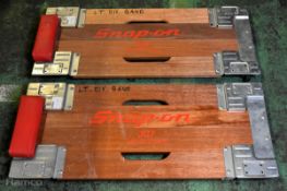2x Snap-On JC7 mechanics creepers - L 920 x W 380mm - MISSING A WHEEL ON EACH UNIT