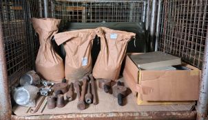 Collection of metal tools and hardware components - see description for full details