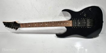 Ibanez RG Series electric guitar with metallic purple finish in Rockbag by Warwick storage bag