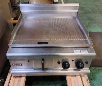 Lincat OG7207/N stainless steel gas counter top ribbed and flat griddle - W 700 x D 740 x H 440mm