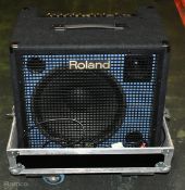 Roland KC-550 keyboard amplifier in flight case - amp dimensions: W 590 x D 450 x H 520mm
