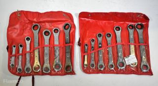 2x Kastar 7 piece double ended ratchet spanners - 7mm to 21mm