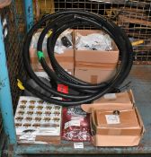 Workshop consumables - includes nuts, heat shrink sleeve, jubilee clips, hot plate and switches