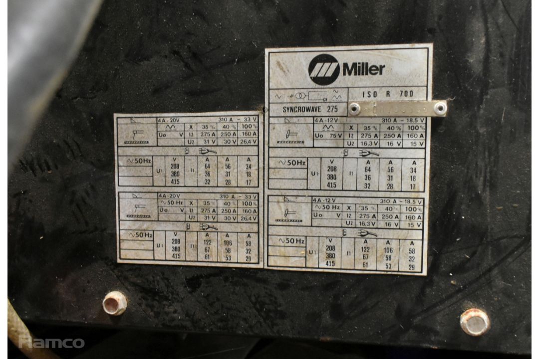 Miller Syncrowave 275 CC AC/DC welding power source - W 495 x D 700 x H 900mm - Image 8 of 10