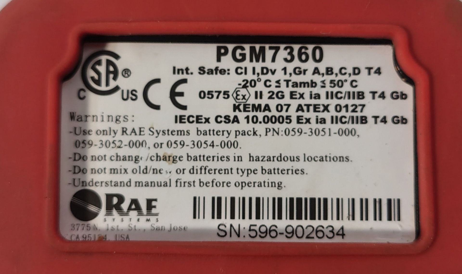 Rae Systems UltraRae 3000 - ATEX Benzene Monitor - in hard case - Image 5 of 6