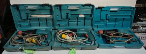 3x MAKITA HR2400 - 110V SDS Hammer Drills