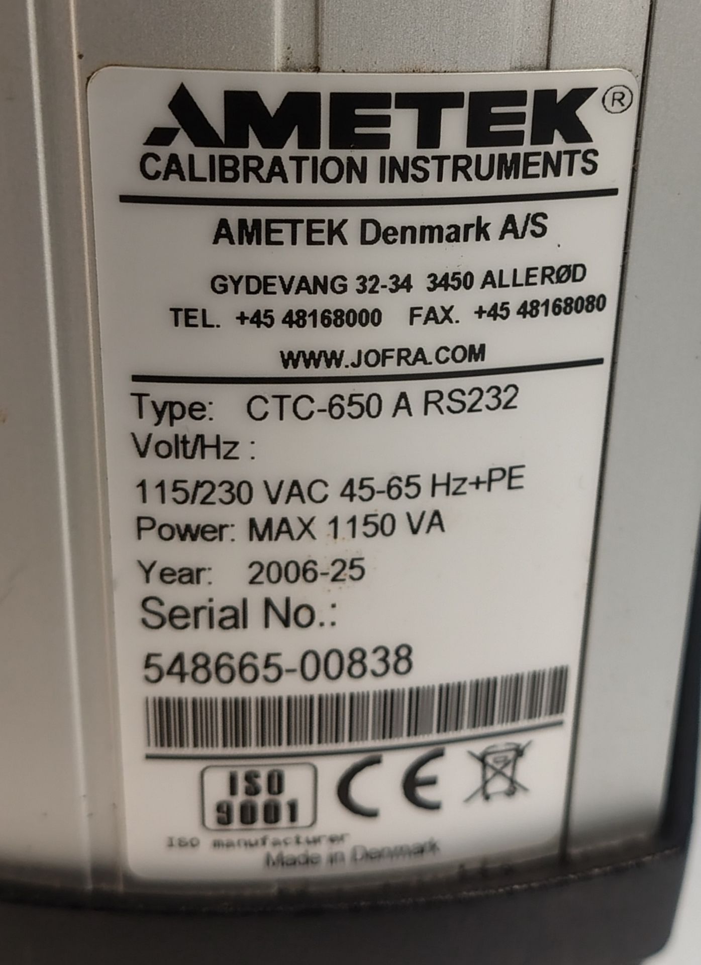 Ametek CTC-650 A - 50 to 650 °C Dry-block Temperature Calibrator - Image 4 of 5