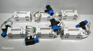 6x Dual DMX 150W distribution boxes with T connector input
