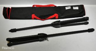 2x microphone adjustable base stands with a canvas bag