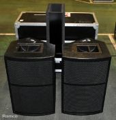 2x EM-Acoustics M-12 passive stage monitor speakers in a mobile flight case