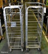 2x Small metal folding rack trolleys - W 420 x D 670 x H 1300mm
