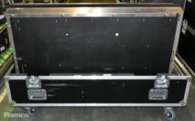 2x 52 inch LCD wall mounted screens with PC and wireless USB adaptors in a mobile flight case