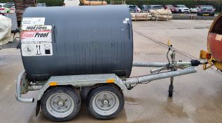 Fuel proof 1000 litre diesel bowser with trailer - full details in the description