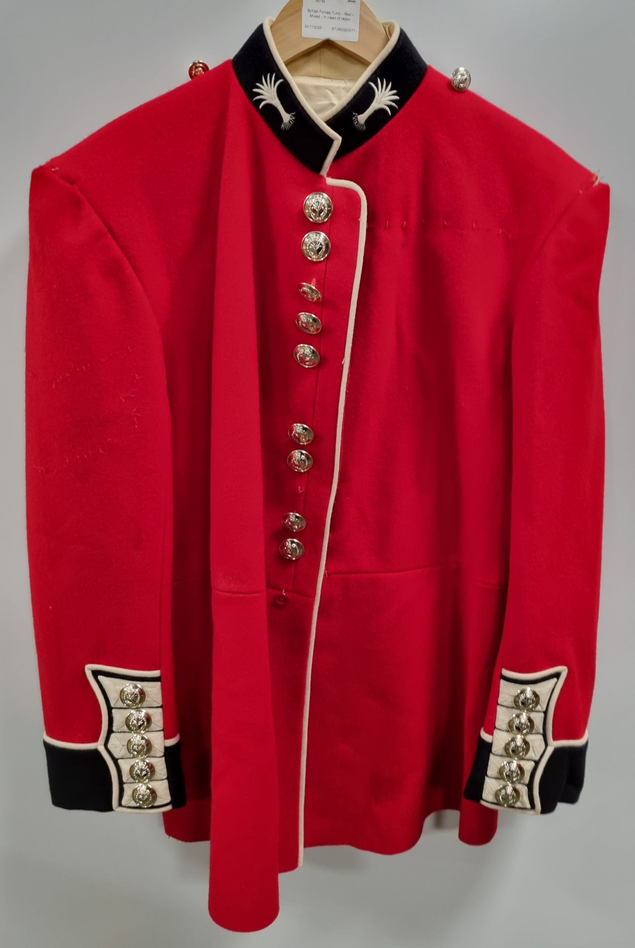 British Forces Tunic - Red - see pictures for size - with defects, in need of repair