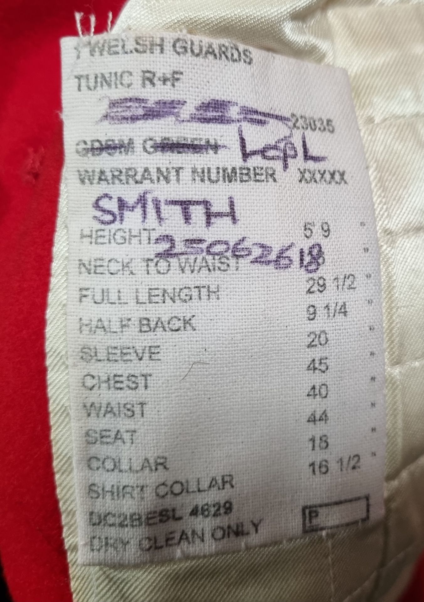 British Forces Tunic - Red - see pictures for size - with defects, in need of repair - Image 6 of 8