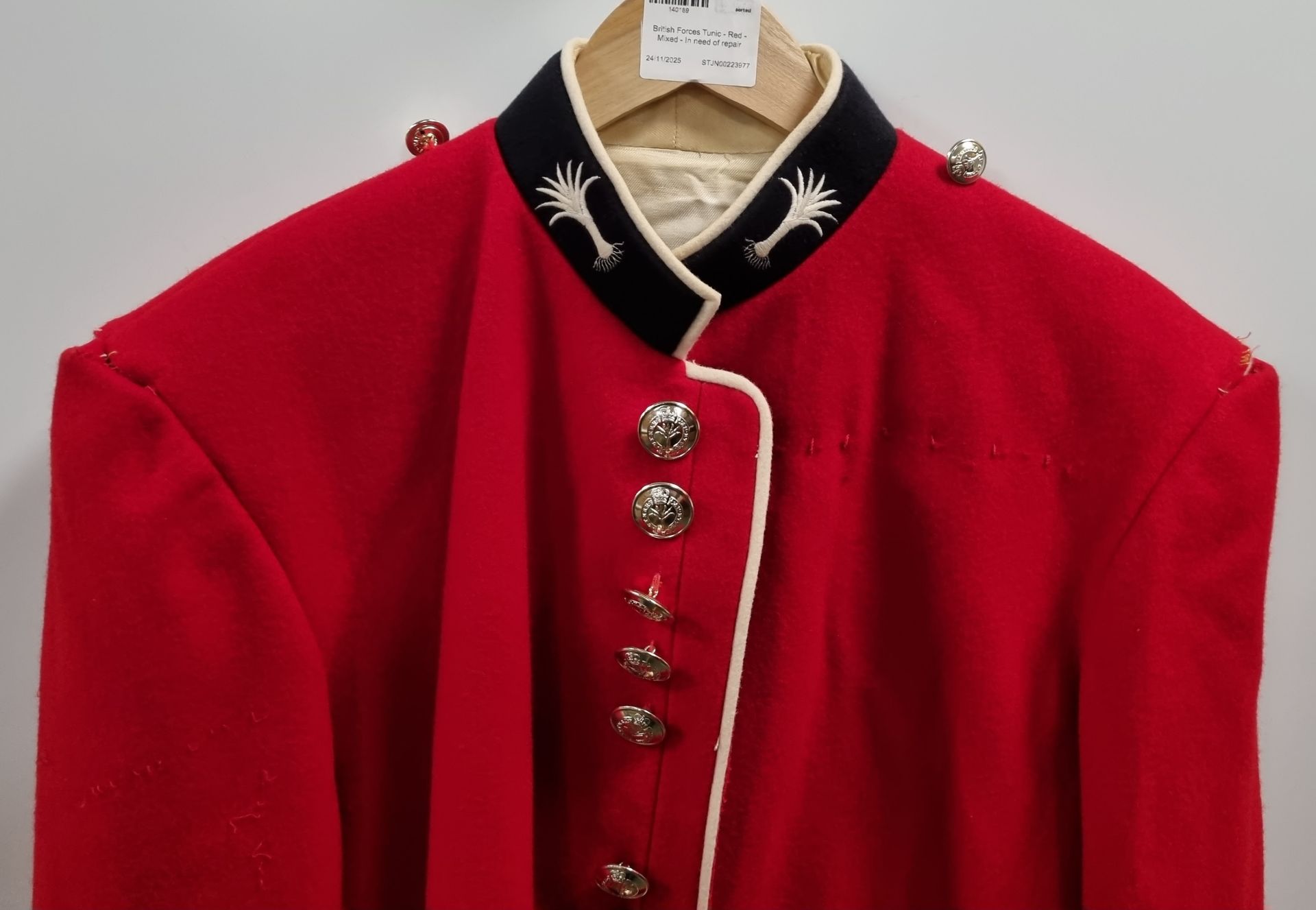 British Forces Tunic - Red - see pictures for size - with defects, in need of repair - Image 2 of 8
