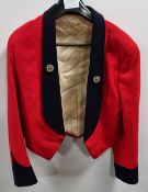 British Forces - Red short dress jacket - Black collar / cuff - see pictures for size