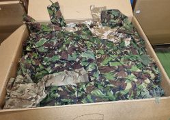 Various types of ex-military camo clothing - may include accessories - 171 kg – may require repair