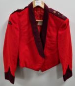British Forces red with maroon collar / cuff short dress jacket