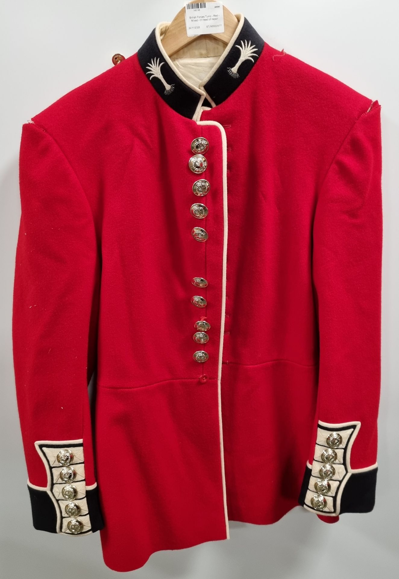 British Forces Tunic - Red - see pictures for size - with defects, in need of repair