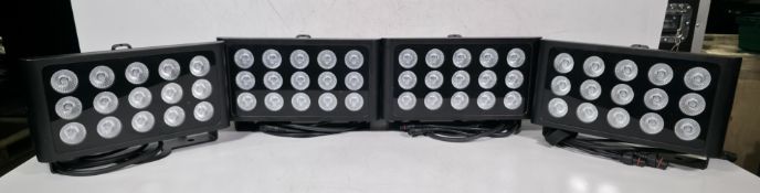 4x Prolight LEDj Spectra Flood Q15 15 x 5W quad-colour LED (RGBW) exterior fixtures lights in case