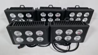 5x Prolight LEDj Spectra Flood Q6 6 x 5W quad-colour LED (RGBW) exterior fixtures lights in case
