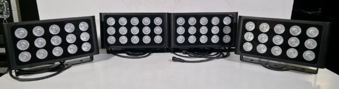 4x Prolight LEDj Spectra Flood Q15 15 x 5W quad-colour LED (RGBW) exterior fixtures lights in case