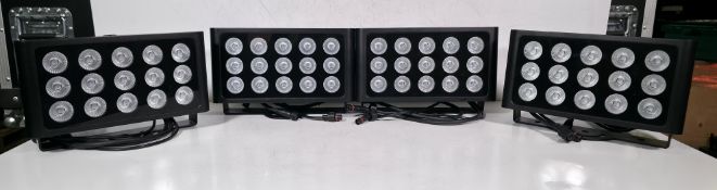 4x Prolight LEDj Spectra Flood Q15 15 x 5W quad-colour LED (RGBW) exterior fixtures lights in case