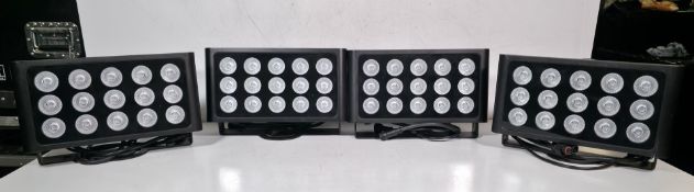 4x Prolight LEDj Spectra Flood Q15 15 x 5W quad-colour LED (RGBW) exterior fixtures lights in case
