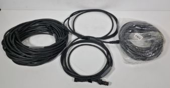 15x waterproof Hydralock power cables in black stack storage crate - mixed cable lengths