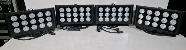 4x Prolight LEDj Spectra Flood Q15 15 x 5W quad-colour LED (RGBW) exterior fixtures lights in case